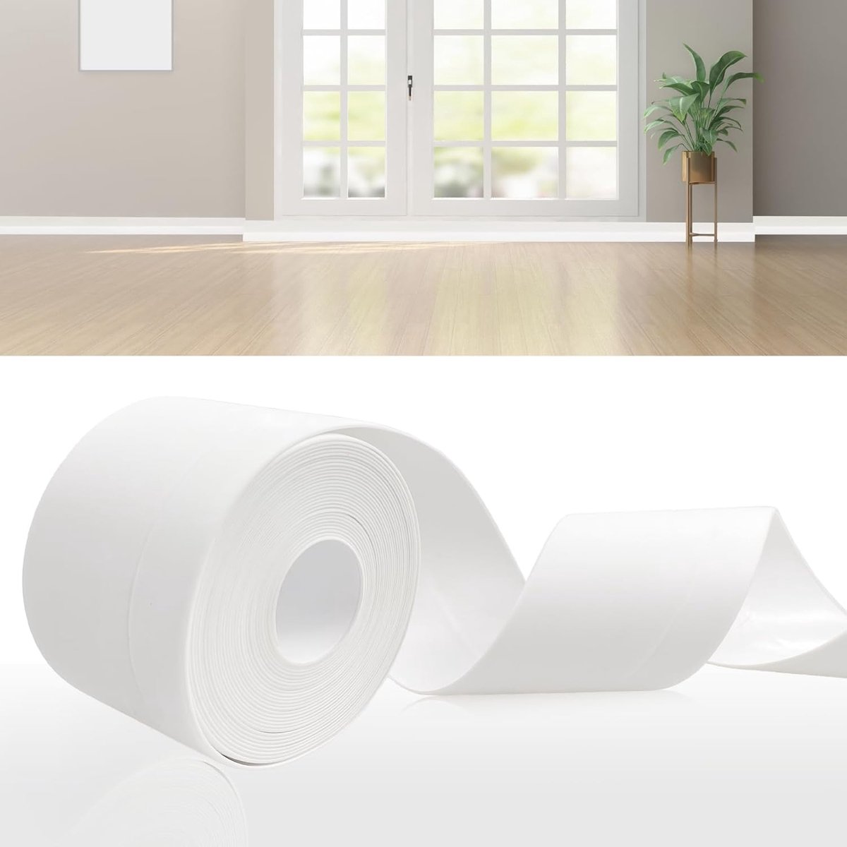 Plint, zelfklevend, wit, 80 x 20 mm, 6 meter plint, zelfklevend, pvc, zachte plint, zelfklevend, flexibele knikstrip voor keuken, badkamer, badkamer