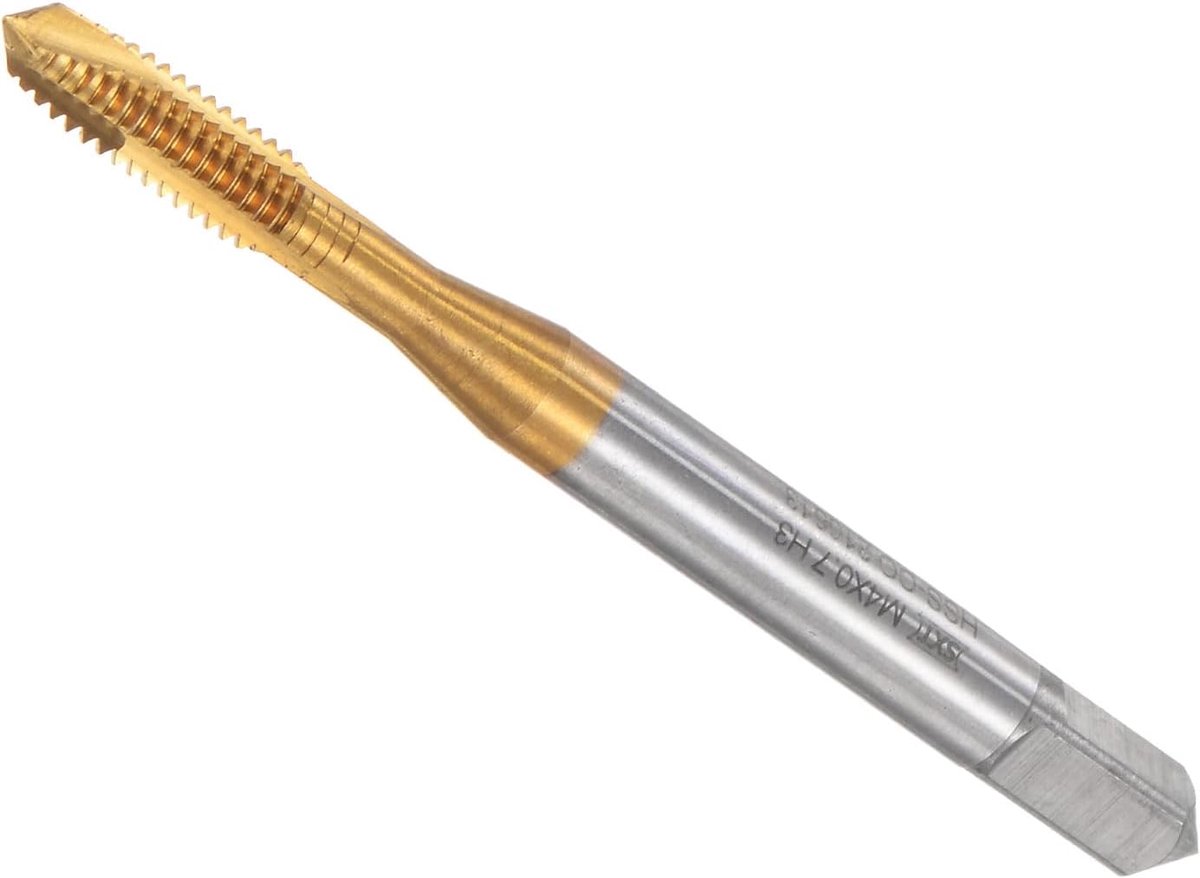 M4 x 0,7 + 0,03 schroefdraadgrootte, titanium-kobalt-hogesnelheidsstaal, metrische schroefdraad - (Toepassingen: voor aluminium, roestvrij staal, brons, kunststoffen)