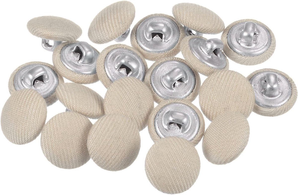 Knopen met katoenen bekleding 20 l (12,5 mm) voor pakken, overhemden en jassen, kleur beige