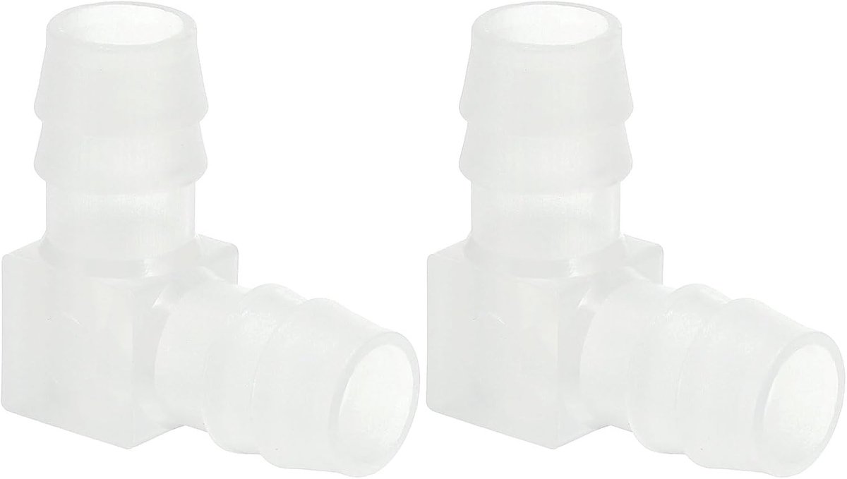 1,2 cm kunststof slangweerhaak 90 graden elleboog, 2 stuks L-weerhaakfittingen 2-weg gelijke prikkeldraad verbindingsconnector splitser mender slangadapter unie-adapter voor aquariumbrandstof