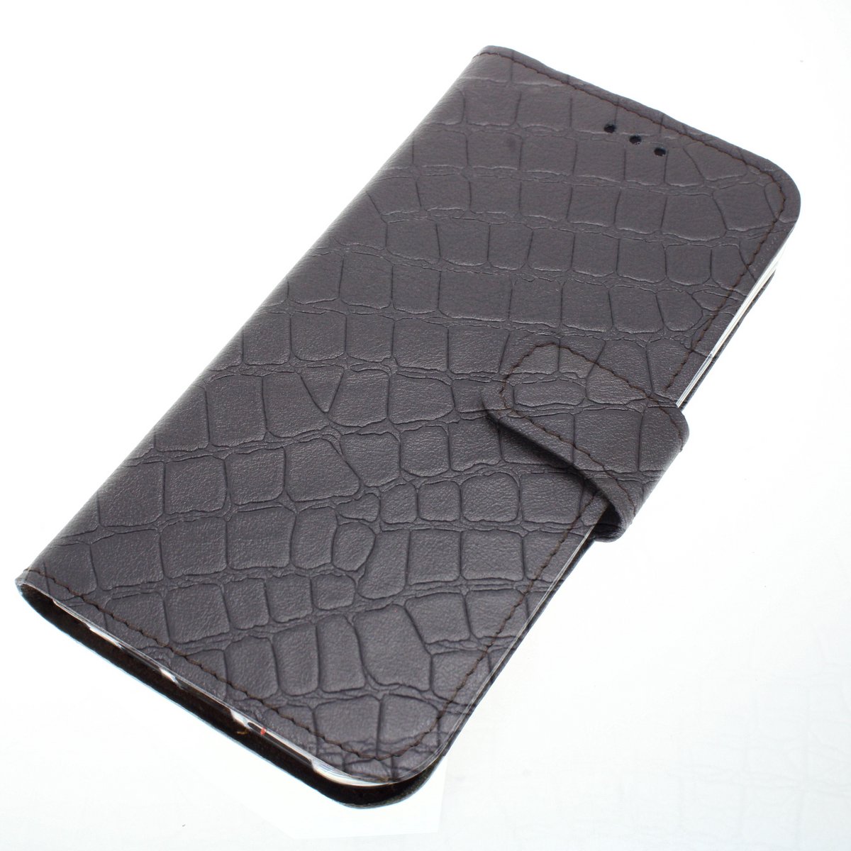 Handgemaakt Blauw krokodillenprint klafsleer echt leren iPhone 17 bookcase hoesje met briefgeldvak nr-07