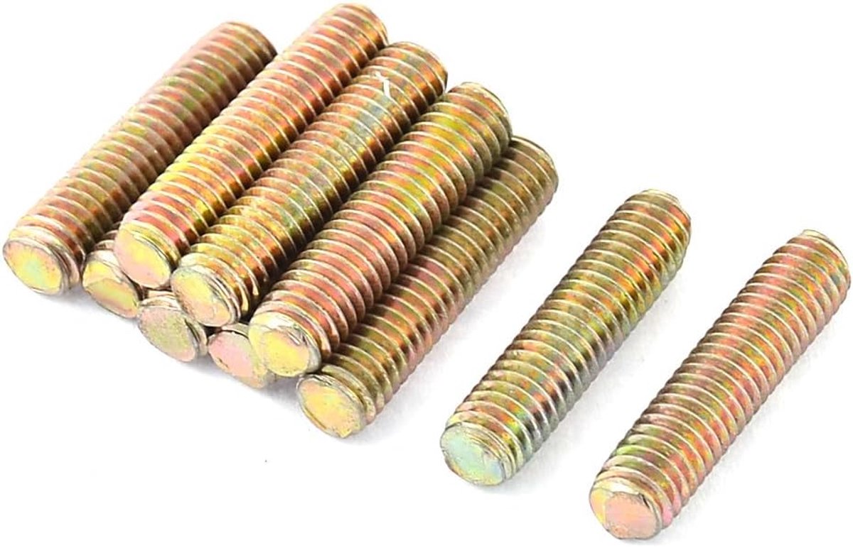 sourcing map 10 stuks schroefbouten 1mm Pitch M6 x 25mm buitendraad stang brons tint de