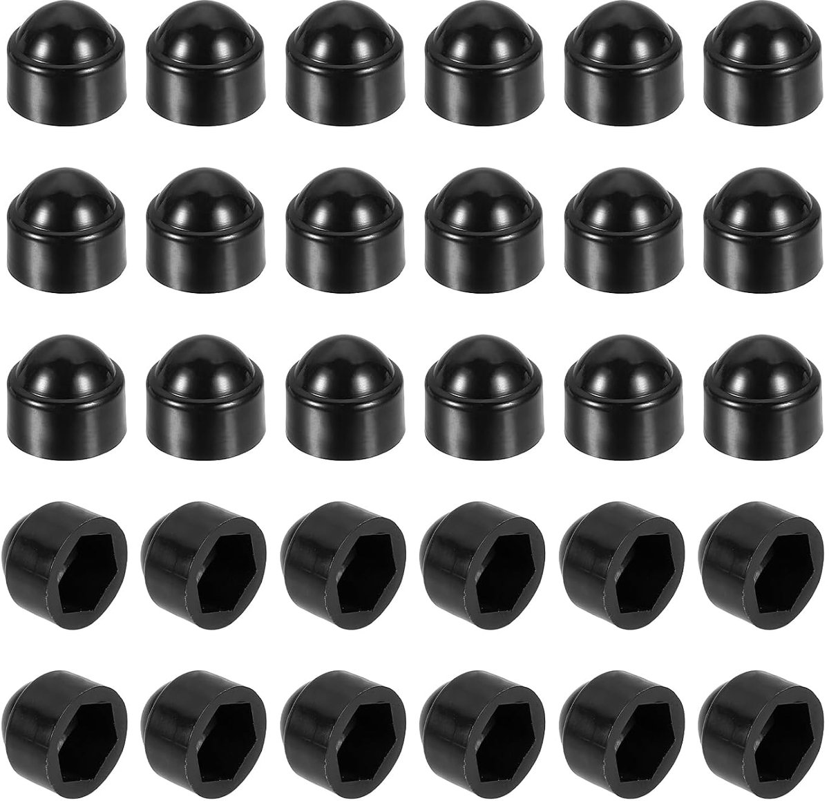 Beschermkap voor moeren, 30 stuks, M5 x 8 x 10 mm, kunststof zeskantige beschermkap voor schroeven, koepel-esdoorn-zeskantboutafdekkingen, waterdichte decoratieve dop (zwart)