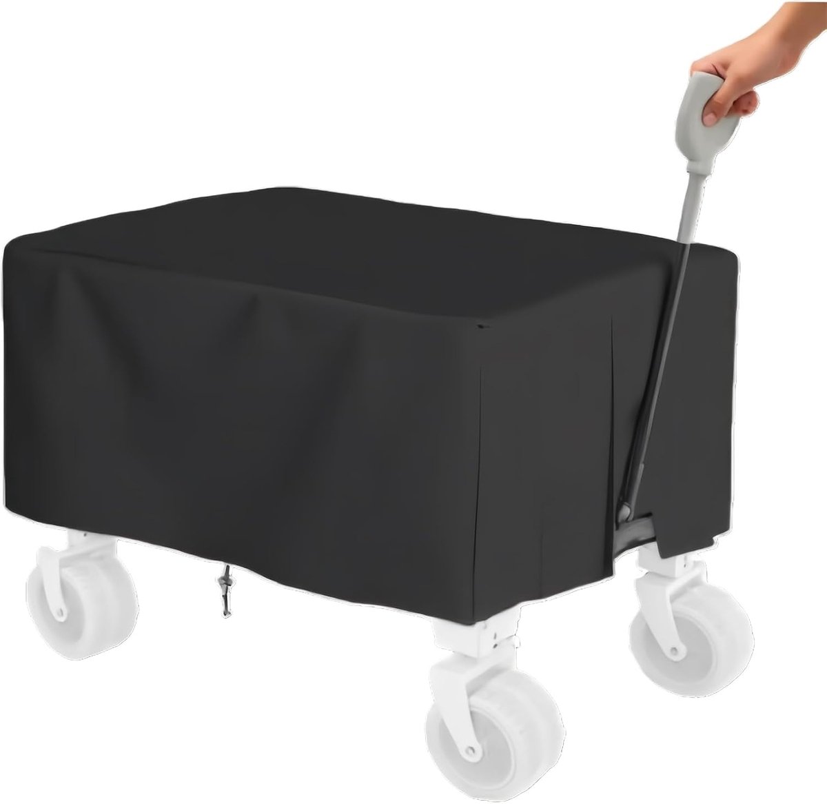 Afdekking voor bolderkar, outdoor opvouwbare wagon-afdekking, 420d Oxford-stof, waterdicht, anti-uv stofdicht, bolderkarhoes voor handwagen, tuinwagenhoes (zwart)