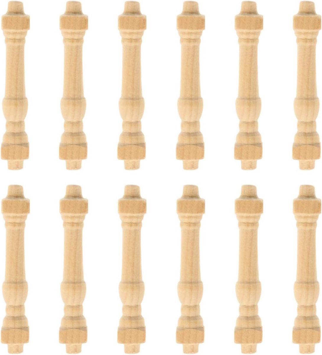 ifundom 12 stuks onbehandelde houten leuningen voor poppenhuis, designmodellen, miniatuurmeubels voor leuningen, decoratie voor thuis