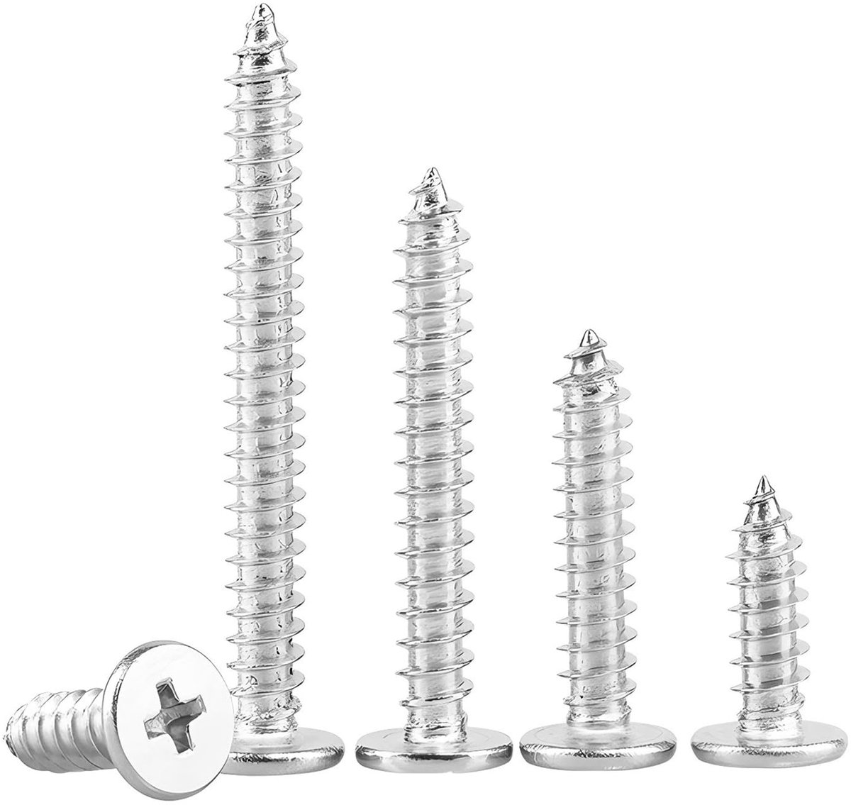 20 stuks Dunne zelftappende schroeven, kruiskop met platte kop, 304 roestvrij staal, M6 x 20 mm, houtschroeven voor reparaties