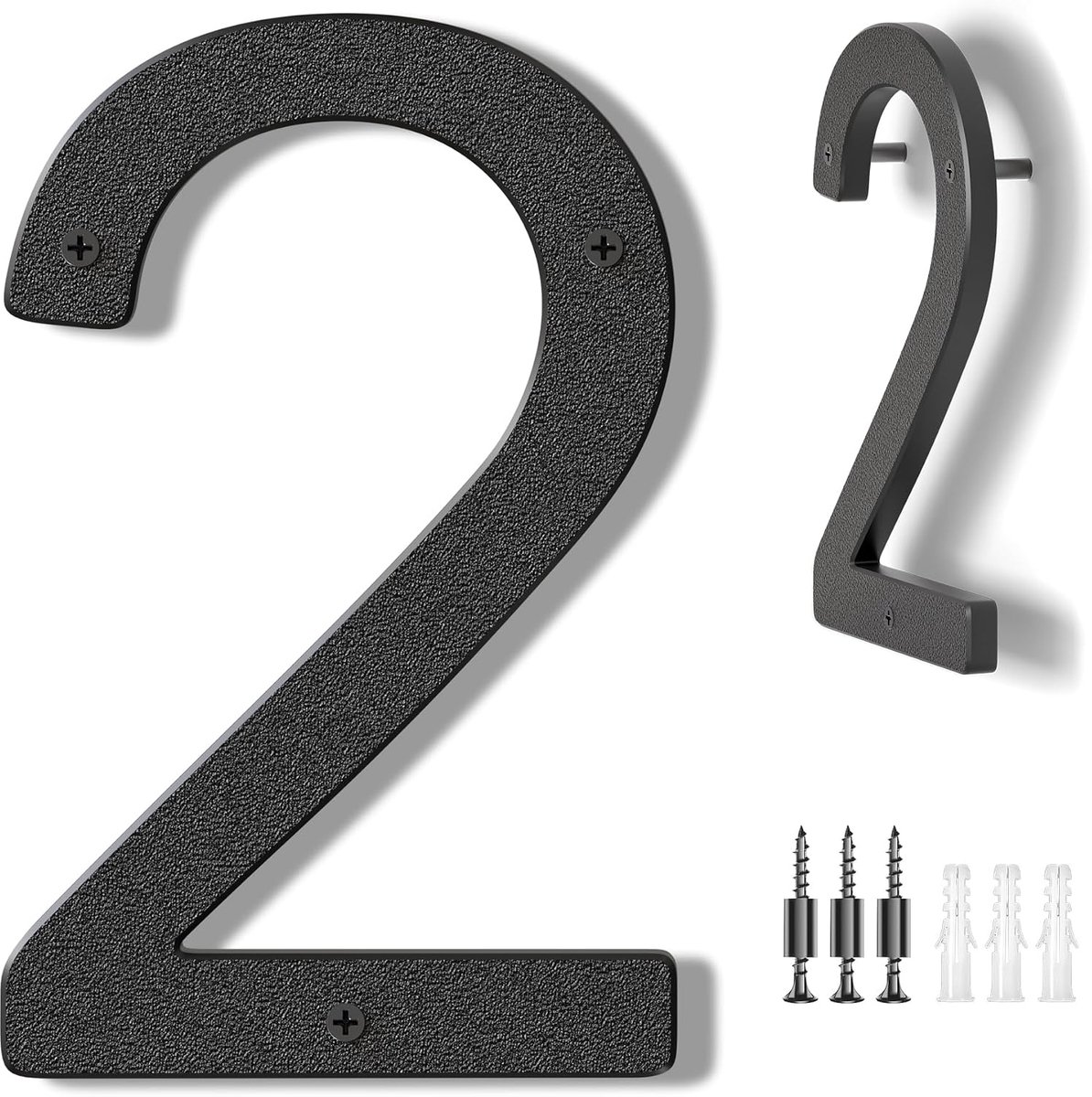 Huisnummers Grote Deur Nummer 10 inch/25 cm - Moderne Huisnummers Zwart Plastic Buitenkant Voordeur Adres Nummers 2