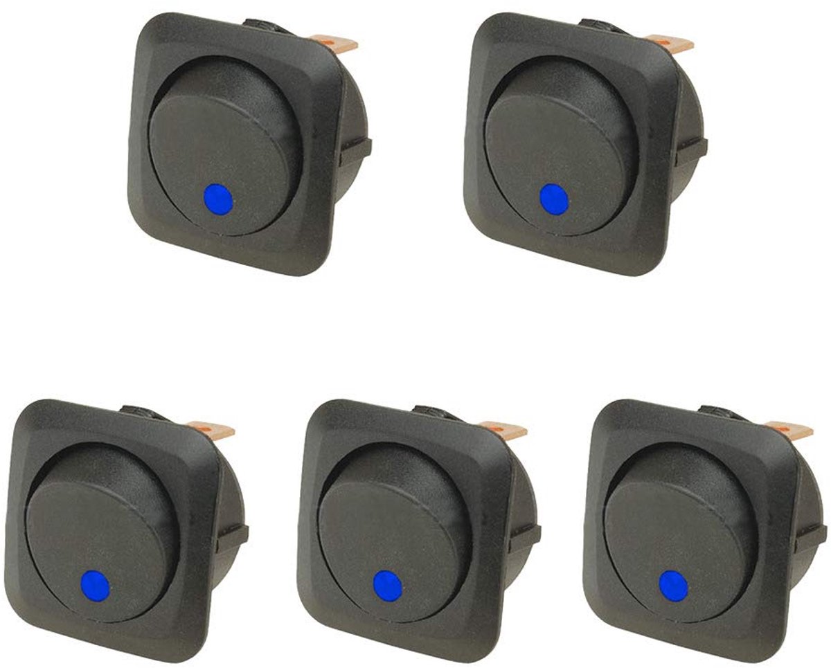 Rocker schakelaars 5 stuks - 12V/25A met LED indicator - Blauw - Voor eenvoudig schakelen - SnelShoppen