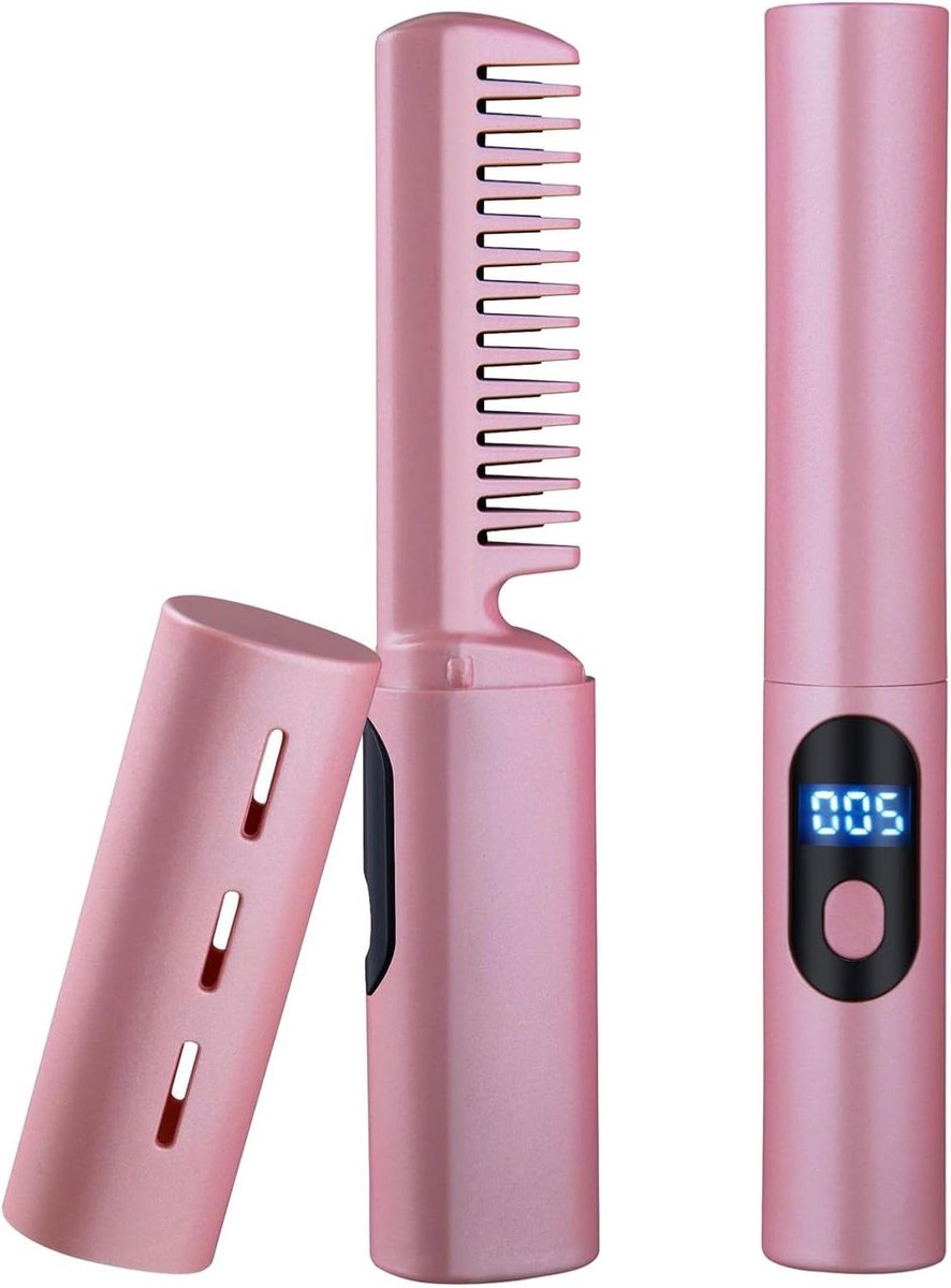 Haar Stijltang Kam - Strijkkam Draadloos - Dagelijks Haar Stylen - Draadloos USB Opladen - 21.6 x 9.8 cm - Wit