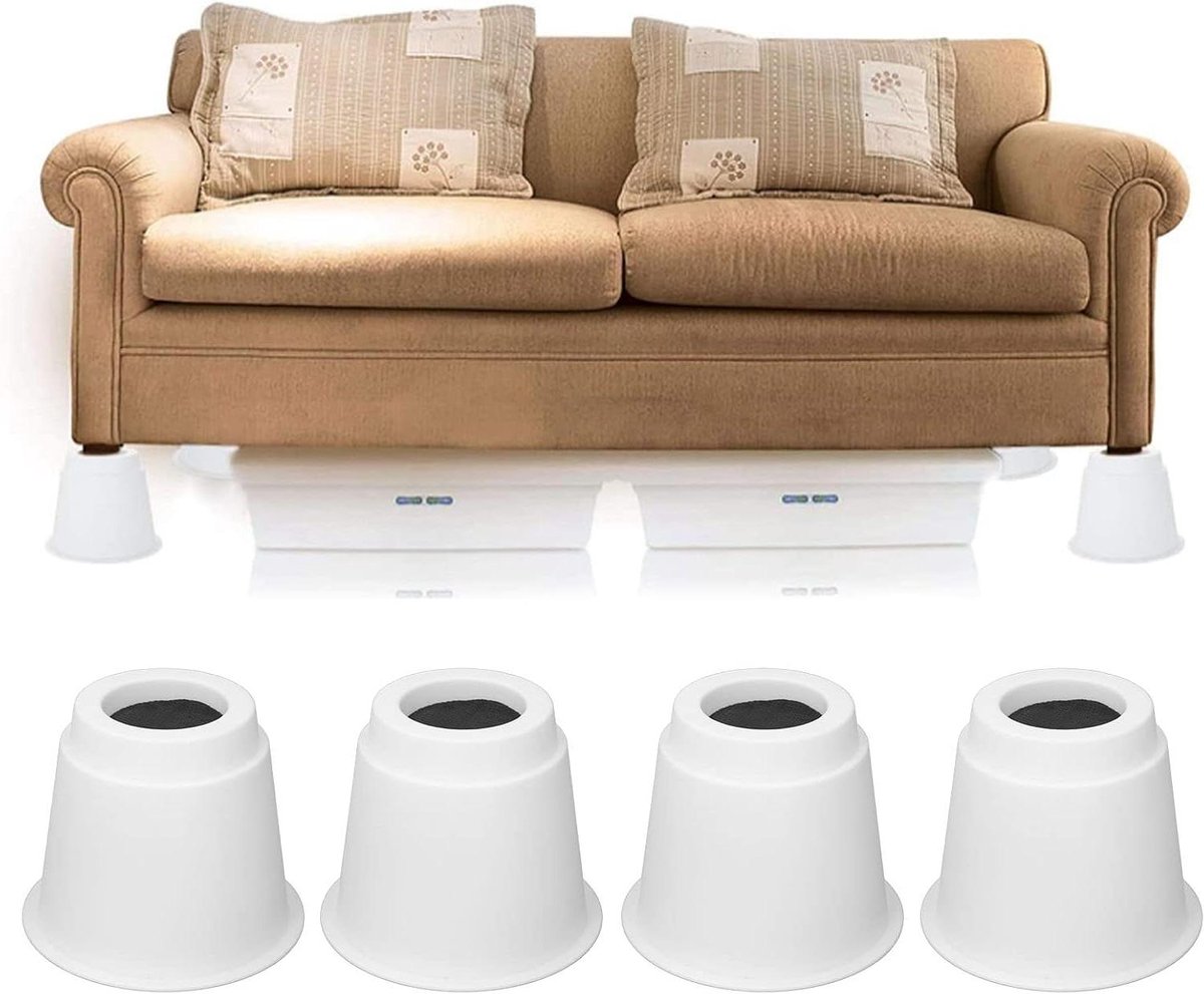 Meubelverhogers Rond - Bedverhogers Banklifters - Meubels Verhogen - Antislip Ontwerp - 5 Inch Hoog - Wit
