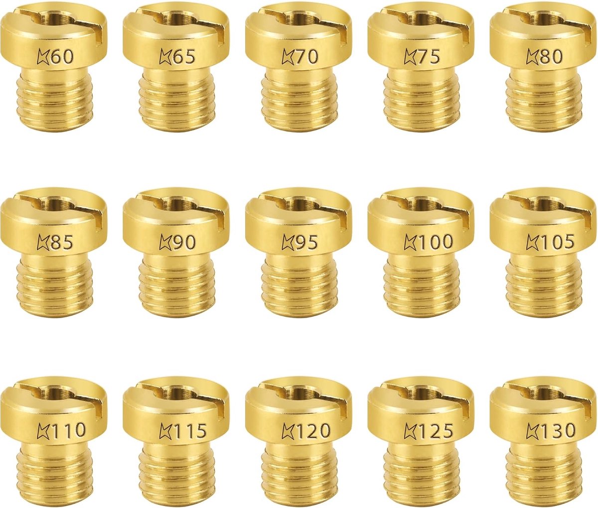 Gasdüse set 15 PCS M6 - variabele hoofdmaat 60-130 - lichtgewicht en compact - ideaal voor roller en motor - SnelShoppen