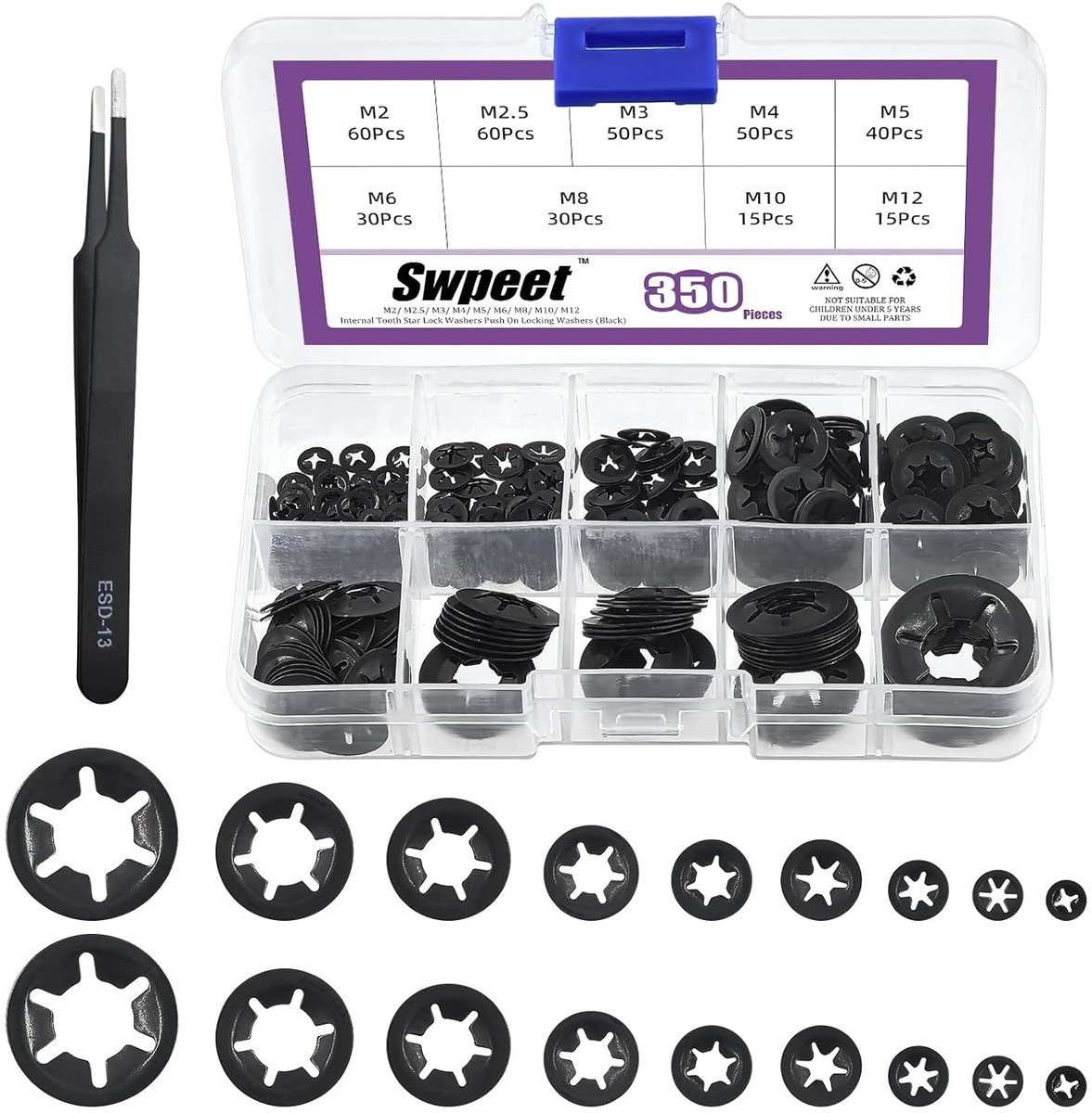 Lock Washers M2-M12 - Manganese staal - Binnen tand - Perfect voor bevestiging - SnelShoppen