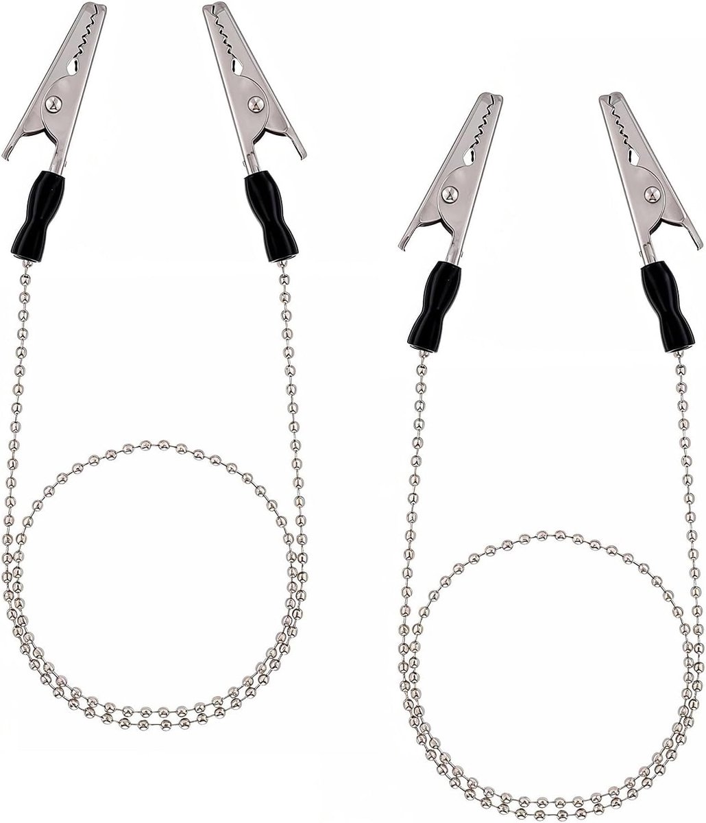 Servetketting met clip, roestvrij staal, 2 stuks, zilveren slabbetketting, servethouder voor senioren en tandartsen - ShopVlot