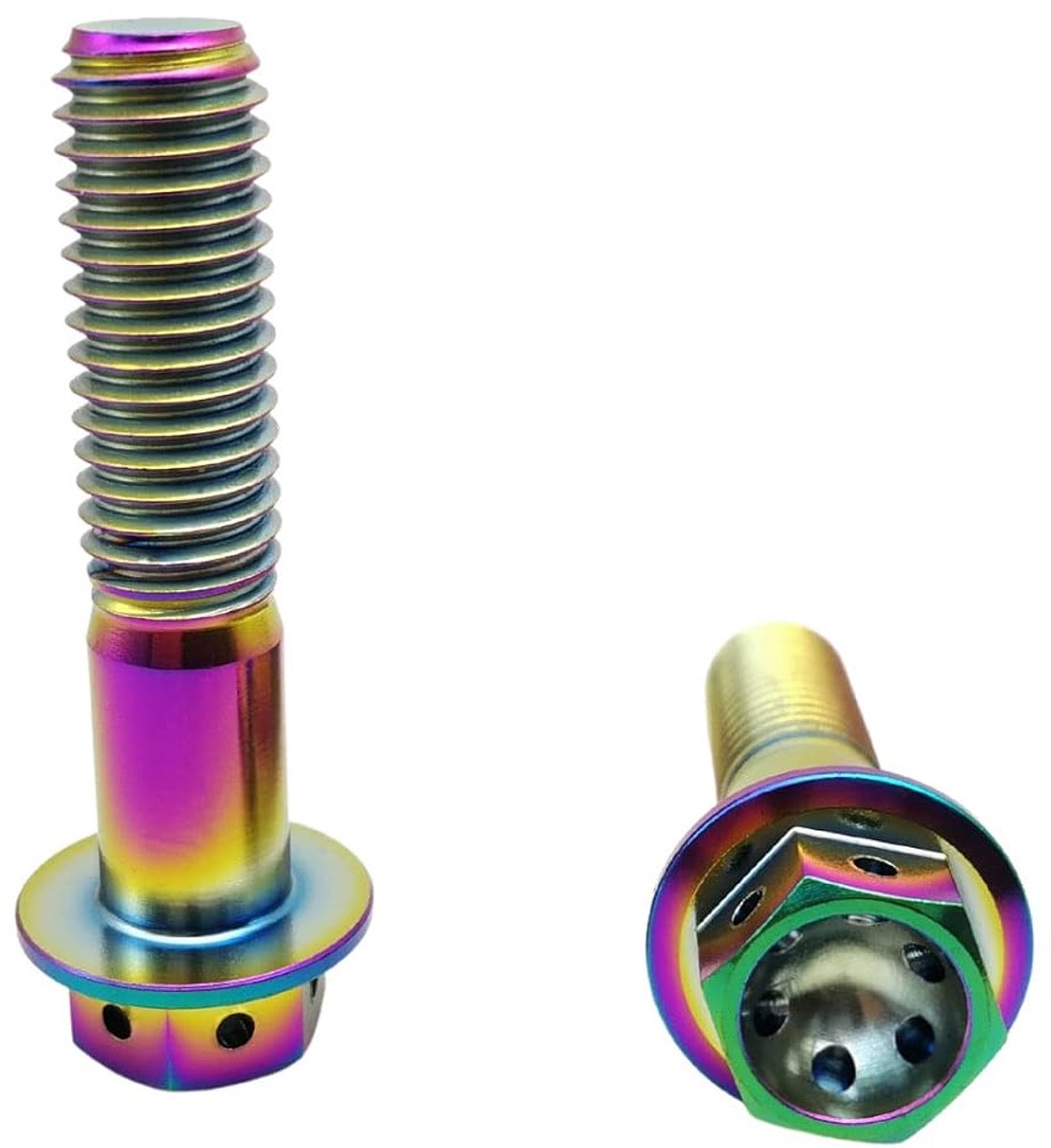 Titanium bouten M10x2.25x60mm - regenboogkleur - duurzame titanium flensbouten - ideaal voor sporttoepassingen - ShopVlot