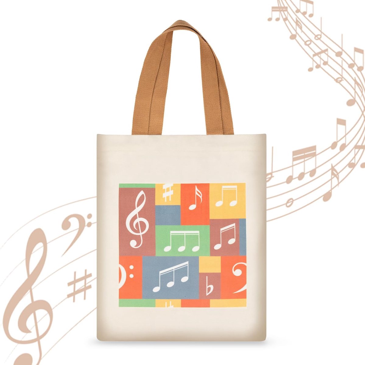 Schoudertas grote capaciteit - casual fluweel - muzieknoten design - perfect voor muziekfans - ShopVlot
