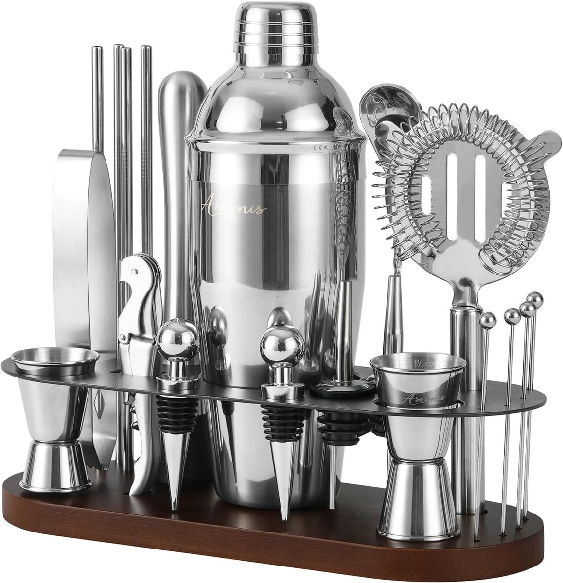 Cocktail shaker set - bamboe - stijlvol ontwerp - perfect voor feestjes - ShopVlot
