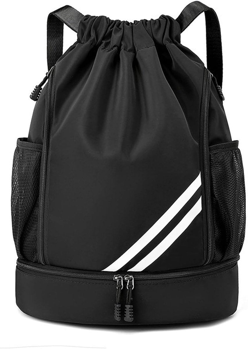 Drawstring backpack met schoencompartiment - waterdicht - mesh zijvakken - ideaal voor sporters - SnelShoppen