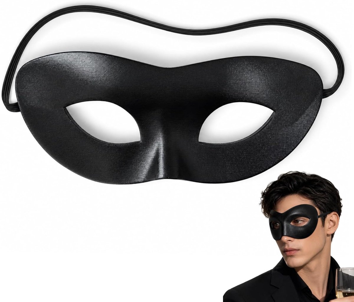 Herenmasker - Gezichtsmasker - Feest Accessoire - Klassiek Design - 12 x 2 cm - Zwart