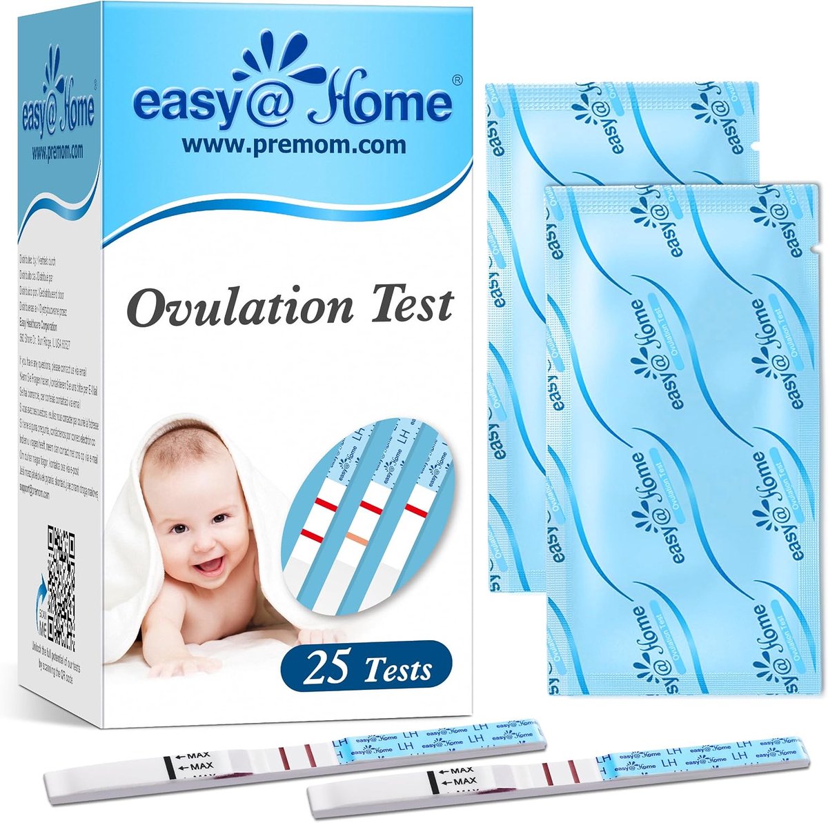 Ovulatietestkit 25 LH Strips - Inclusief Premom App - Volg LH Hormoonniveau - Eenvoudig Zwanger Worden - SnelShoppen
