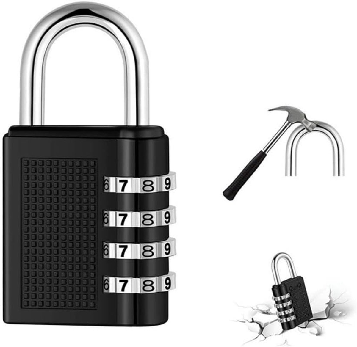 digitale hangsloten 4-cijferige combinatie - elegante metalen behuizing - weerbestendig - ShopVlot