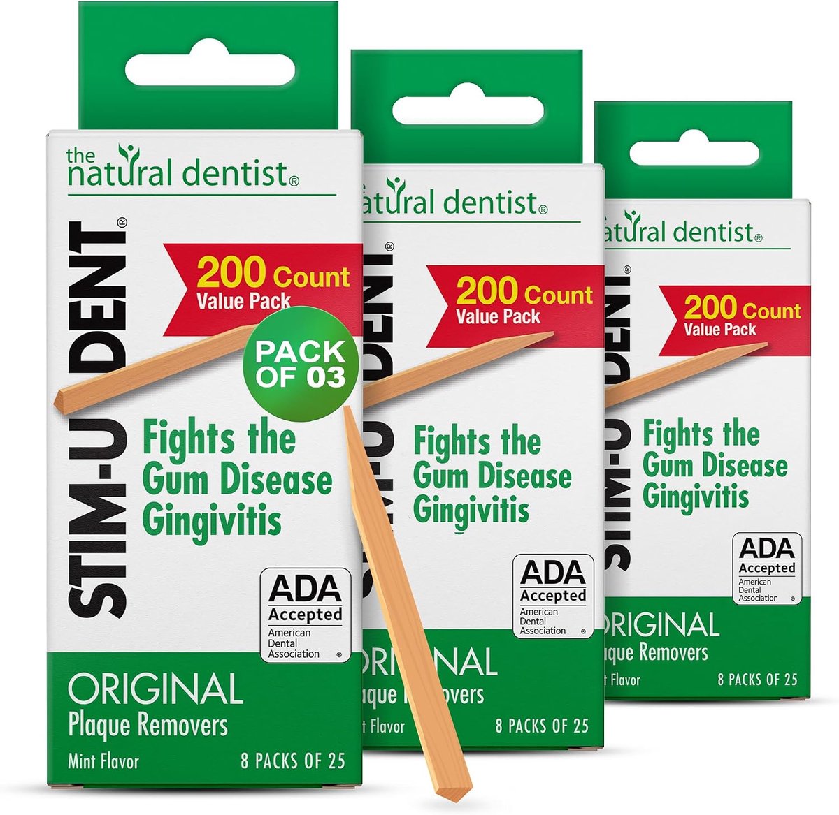 Tandenstoker Plaque Verwijderaars - 24 pakketten van 25 picks - Munt smaak - Versterkt tandvlees - ShopVlot