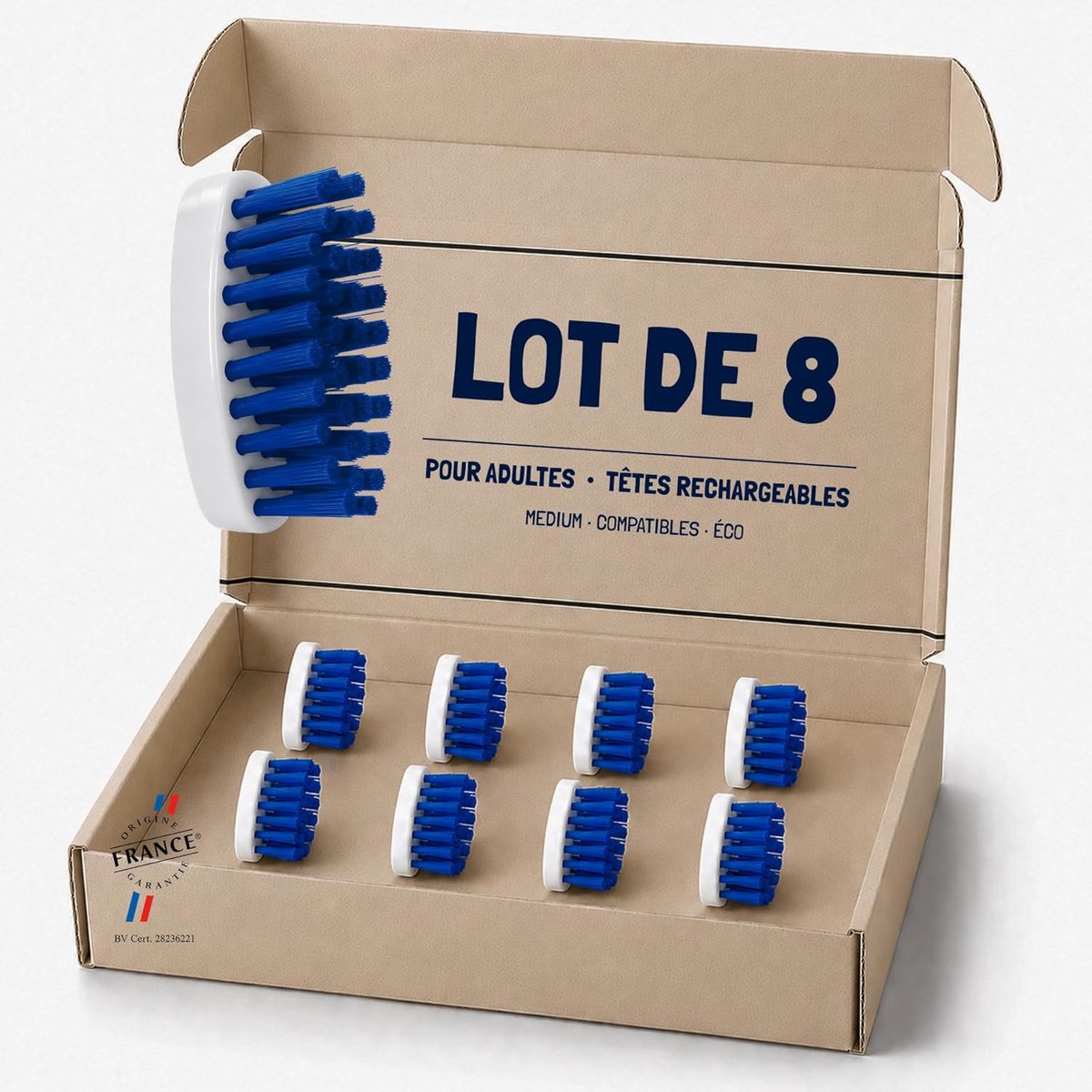 Tandenborstelkoppen set van 8 - oplaadbaar - ecologisch - geschikt voor volwassenen - ShopVlot