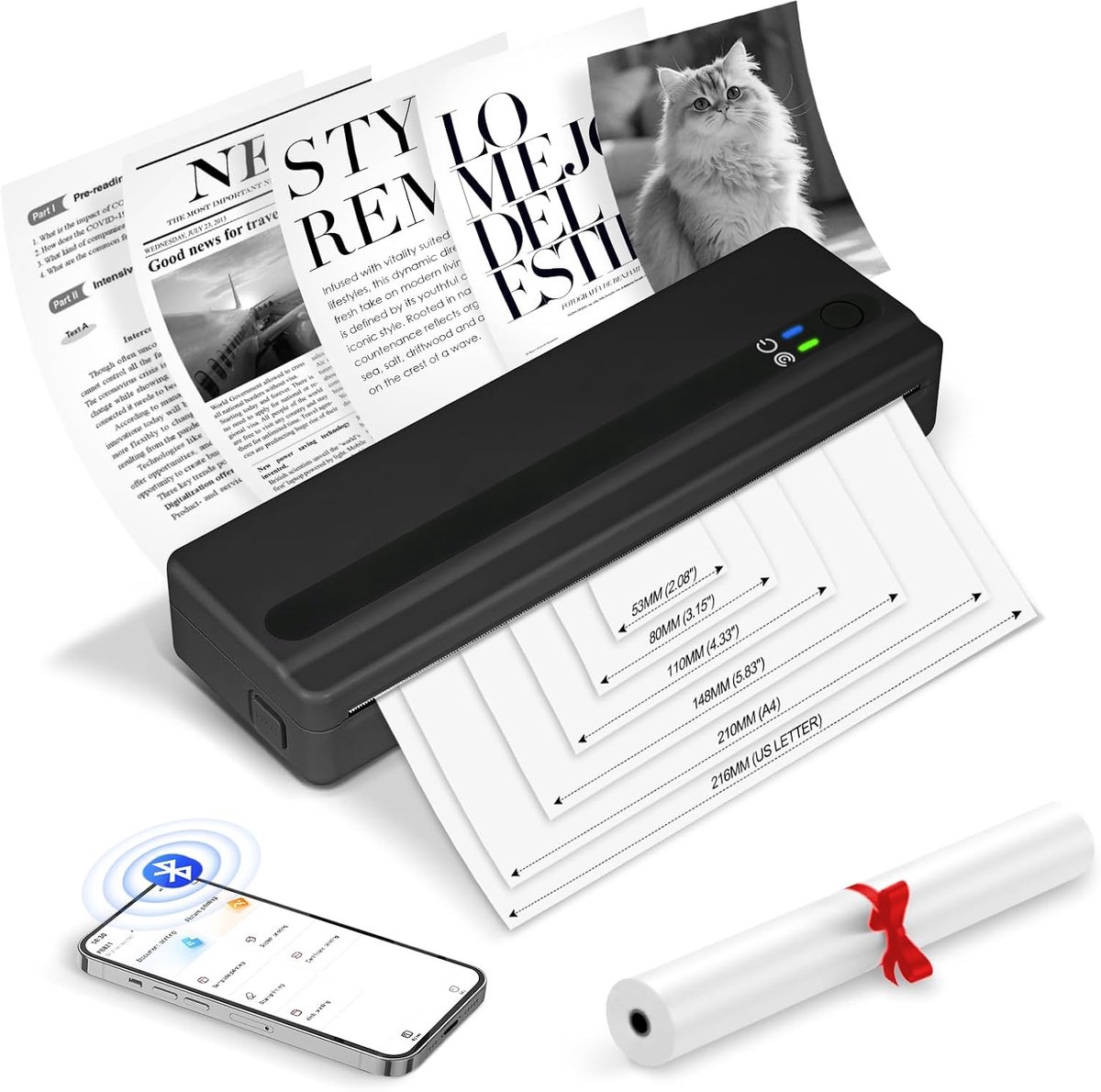 Draagbare thermische printer A4 - Bluetooth, inktloos - Voor foto en bonnetjes - Ideaal voor thuis en onderweg - ShopVlot