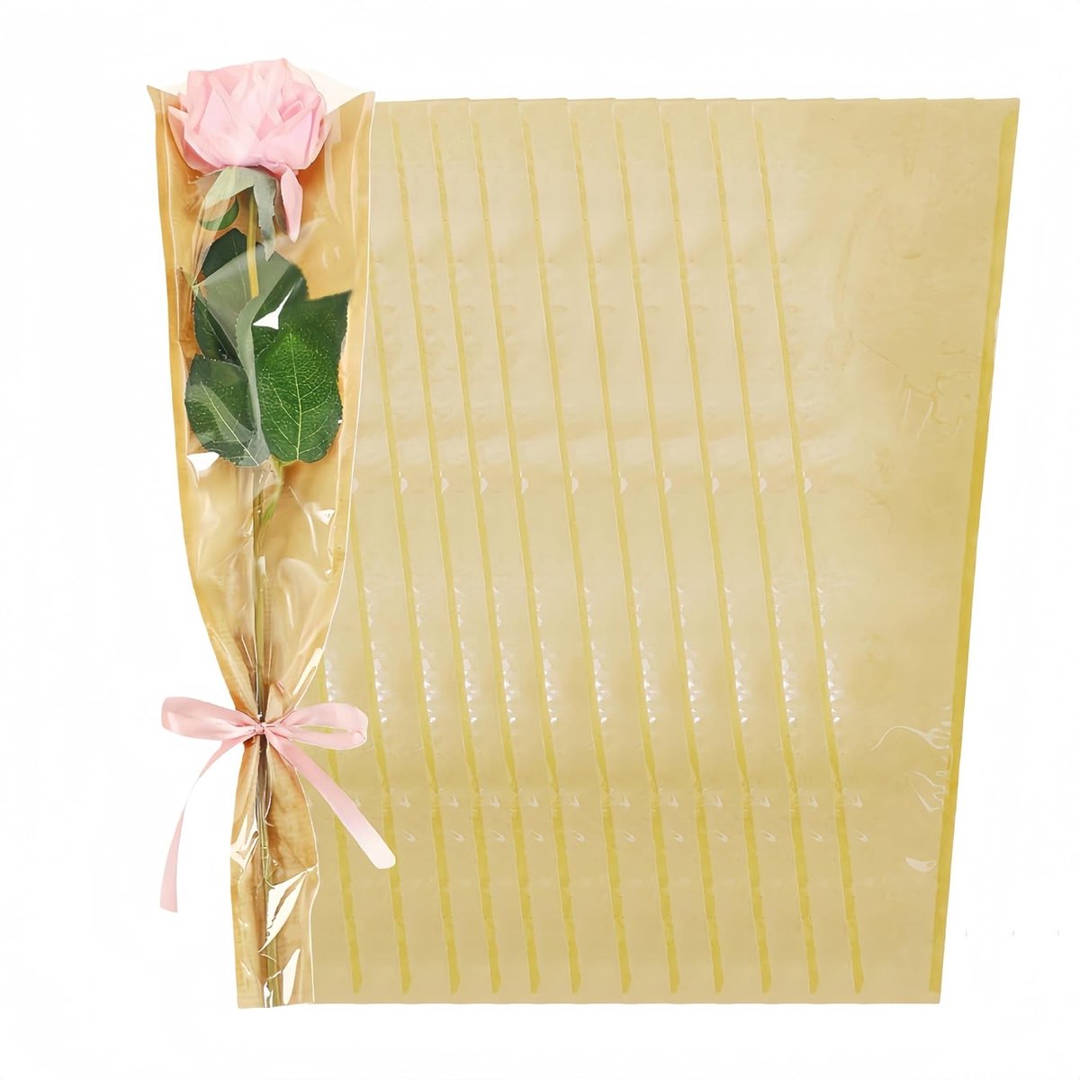 Bloemenzakjes 50 stuks - Kraftpapier en plastic - Voor boeketten - Geschikt voor Valentijnsdag - ShopVlot
