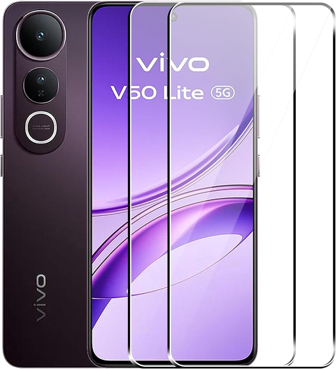 Screenprotector Vivo V50 Lite - 2x gehard glas - krasbestendig - optimale bescherming - ShopVlot