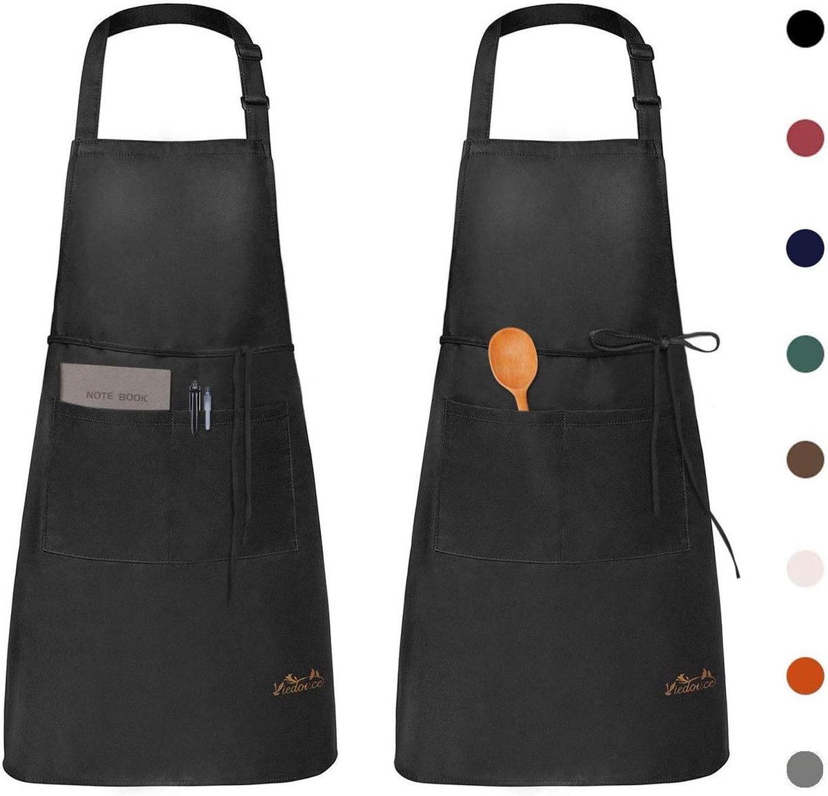 Keuken Schort 2-Pack Waterproof - Zwart - Met Zakken - Perfect voor BBQ - ShopVlot