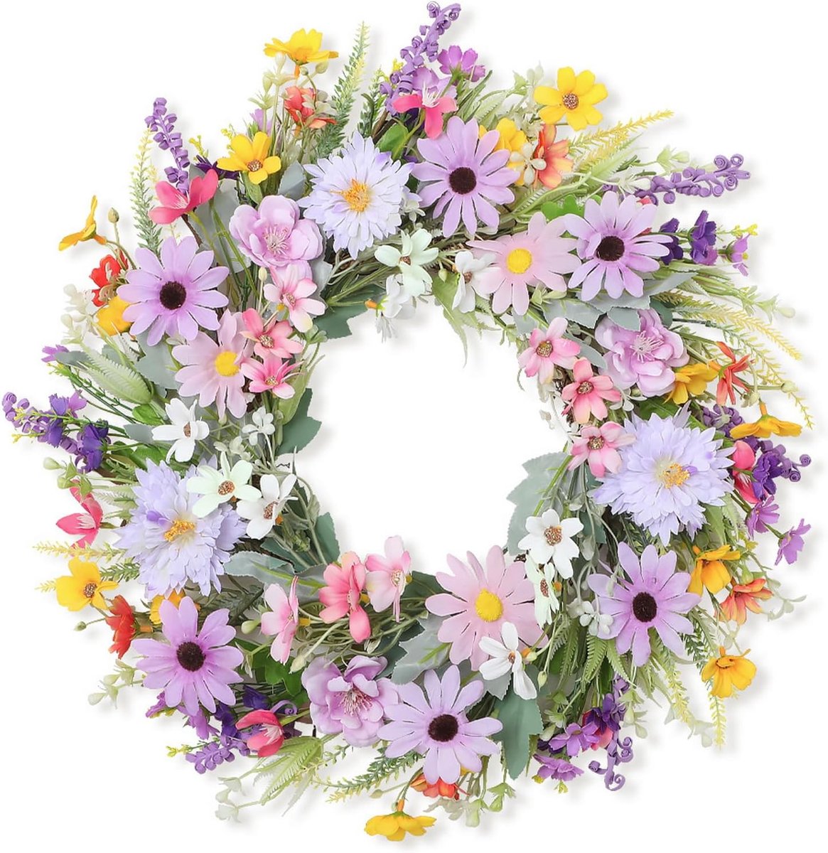 Deurkrans 45 cm - kunstbloemen - paars - het hele jaar decoratie - ShopVlot