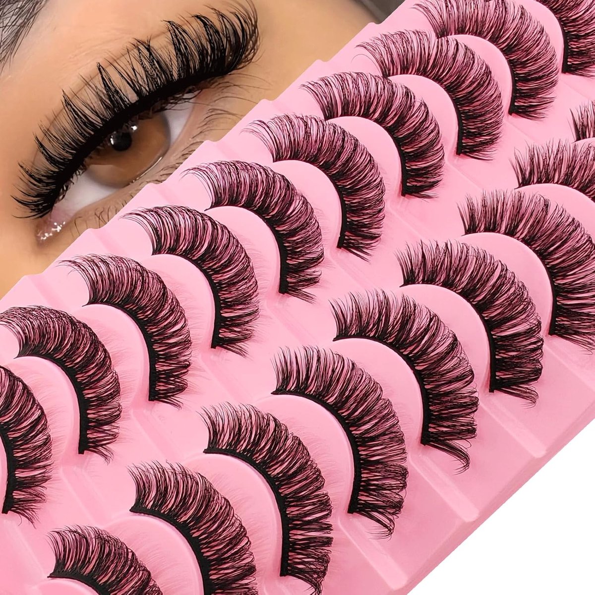 Valse wimpers 10 paar - 3D kunstwimpers - Russische stijl - natuurlijke look met volume - ShopVlot