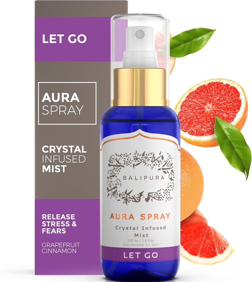 Healing Aura Mist Spray 100ml - Met Amethyst en Rock Crystal - Voor emotionele ontspanning - Handmade in Bali - ShopVlot