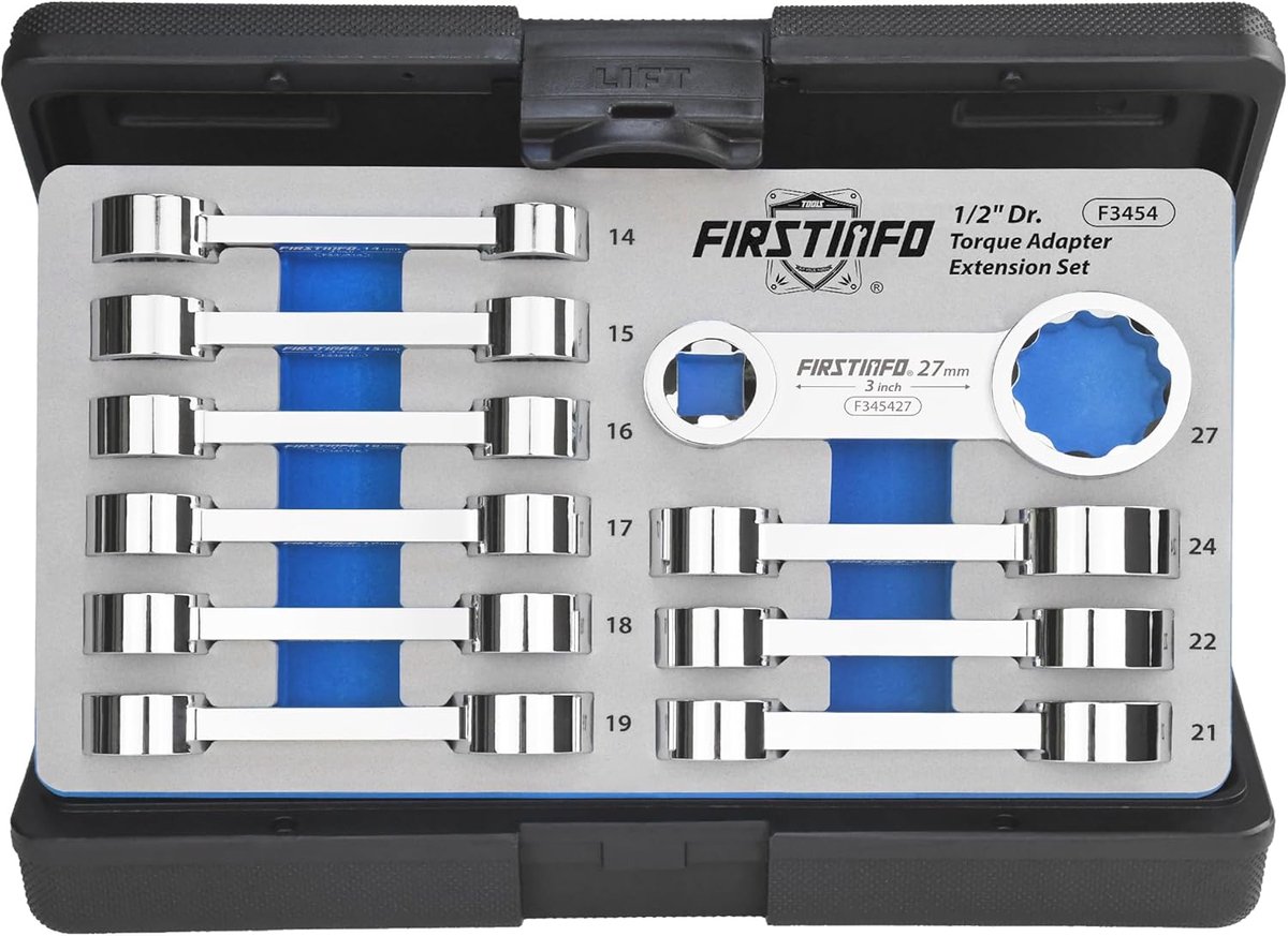 Momentsleutel adapter set 12-punts 14-27 mm - chroom vanadium staal - voor eenvoudige koppelafstelling - ShopVlot