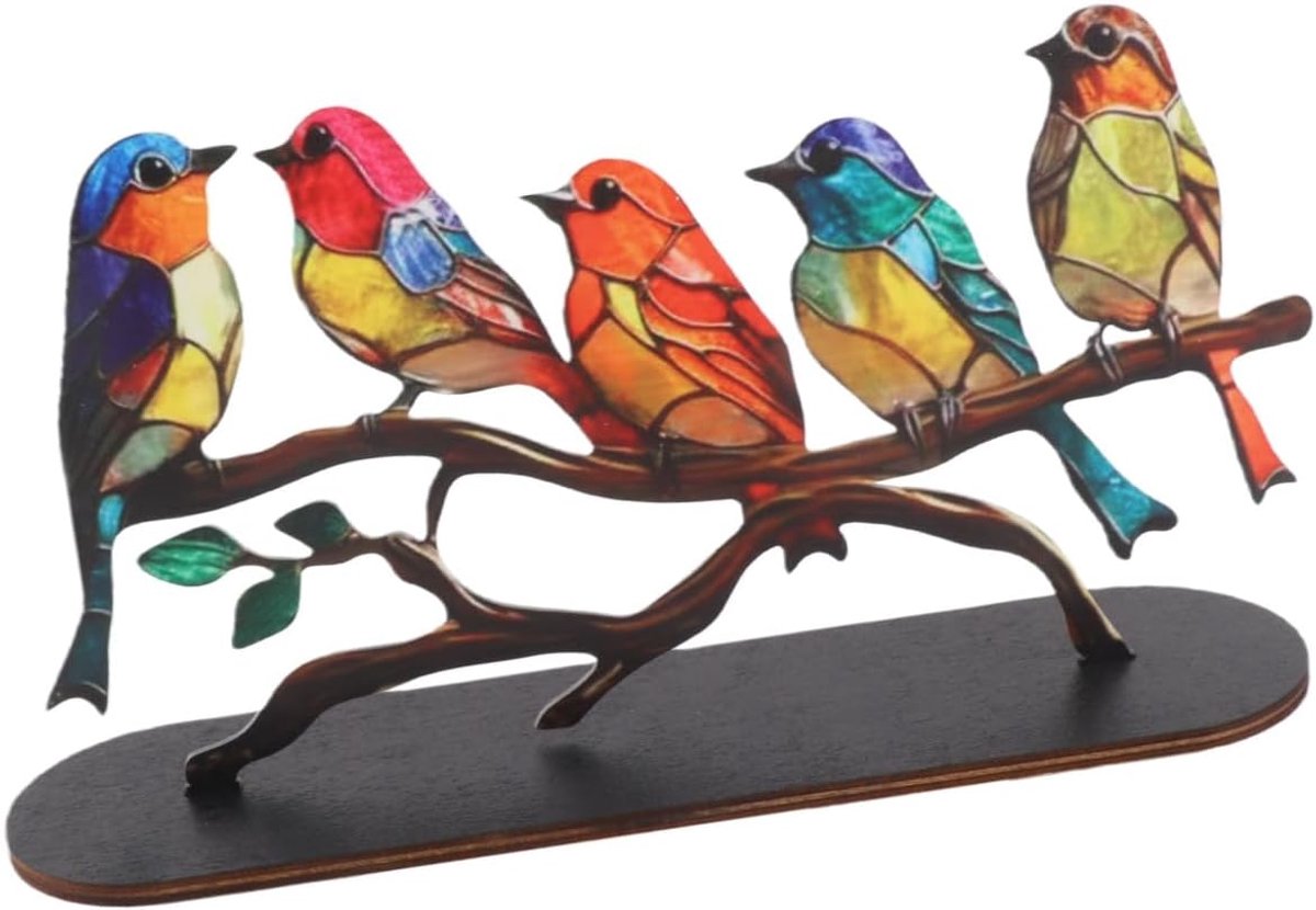 Decoratieve Vogelstandaard 5 Stuks - Kleurvolle Acryl - Unieke Ornamenten - Verfraai uw interieur - SnelShoppen