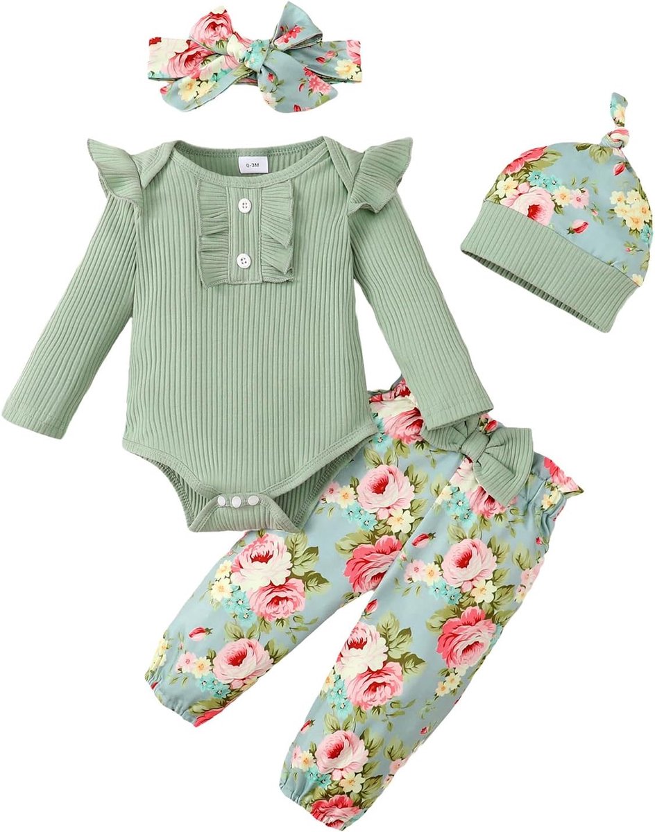 Babykleding meisjes 0-12 maanden - Katoenen rompertjes - Schattige prints - Comfortabel dragen - SnelShoppen