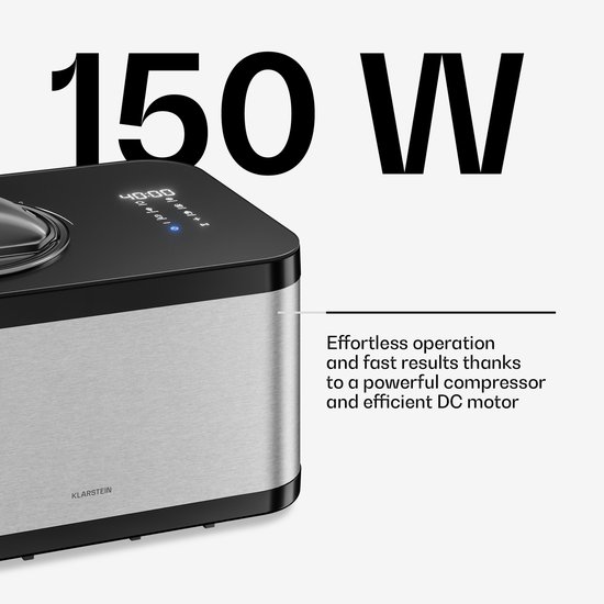 Klarstein Verosteel ijsmachine - 1,5 l, compressor, 150 W, ijs, slushies, frozen yoghurt & sorbet, touchdisplay, 4 programma's van Klarstein — afbeelding 4