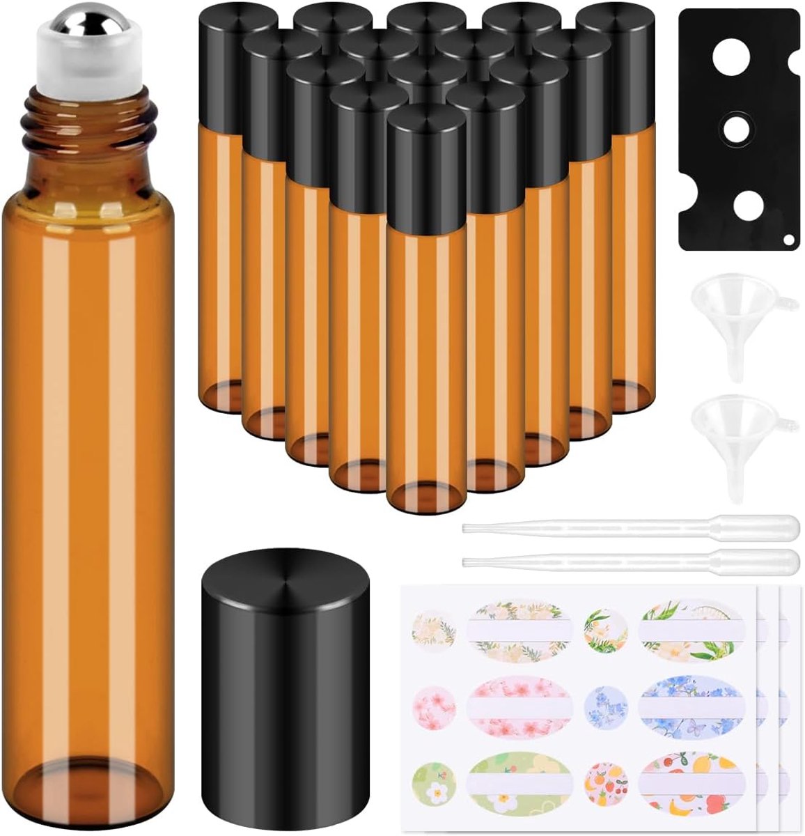 Essentiële olie rollerflessen 10ml - Amber glas met roestvrijstalen bal - UV-bestendig voor aromatherapie - SnelShoppen