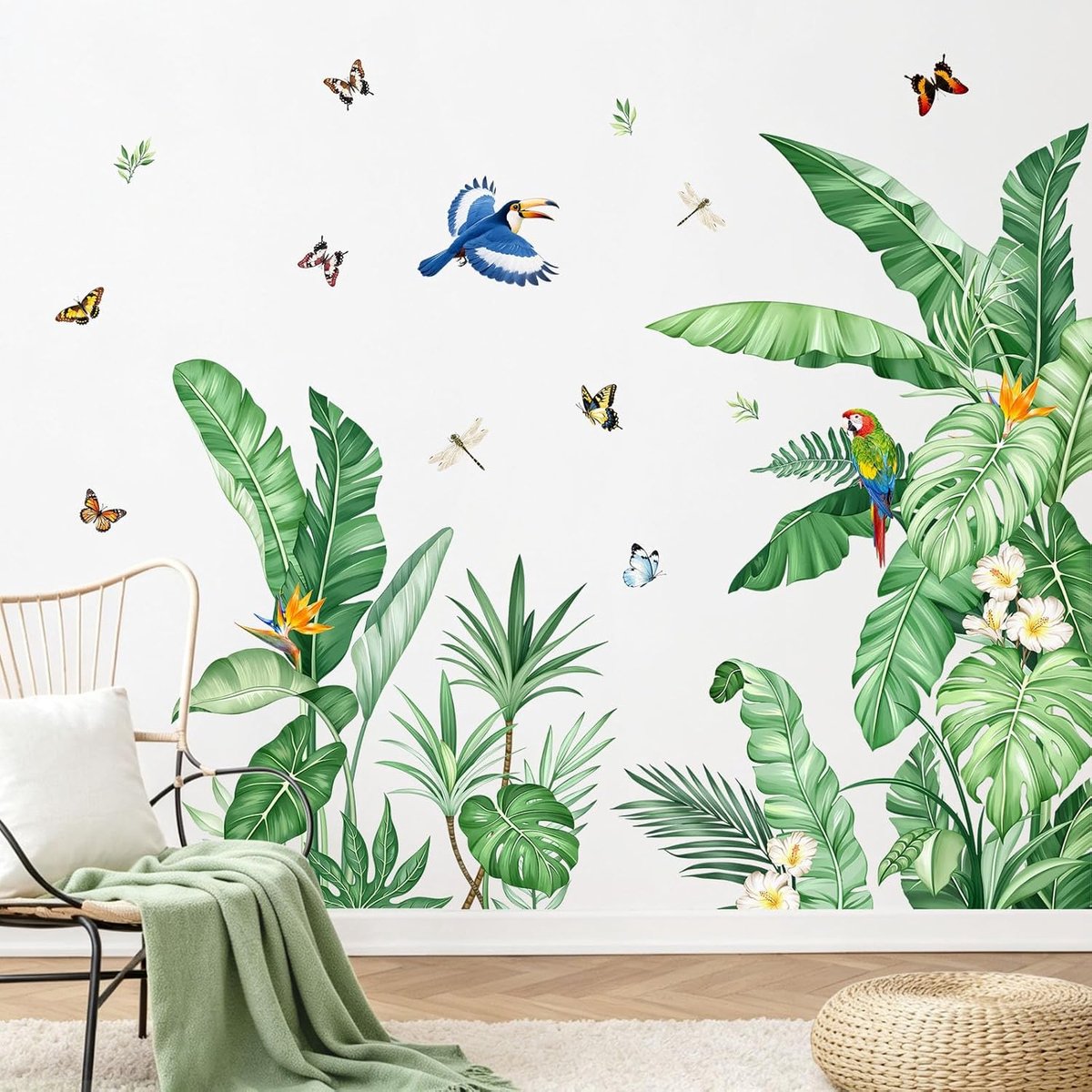 Muurstickers tropische palmbladeren - vinyl wanddecoratie - natuur en jungle thema - SnelShoppen
