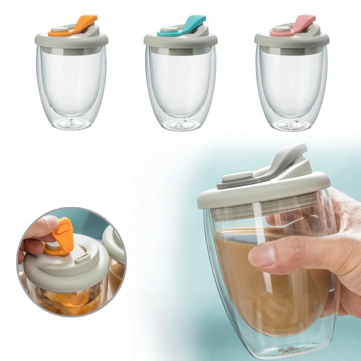 Thermosmok met deksel, dubbelwandig, 350ml, voor koffie & thee