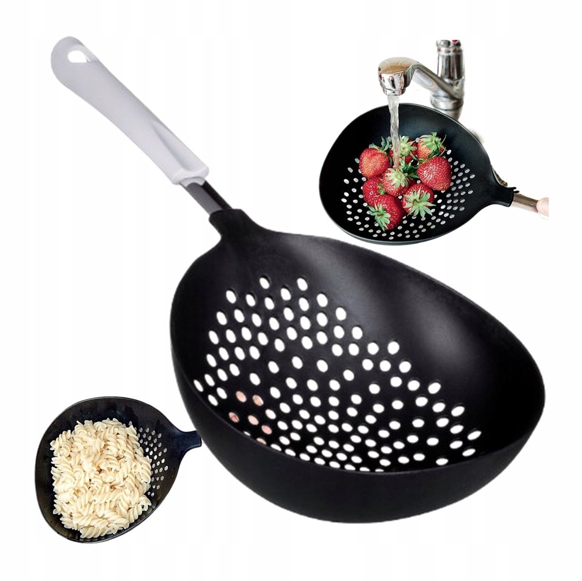 Fackelmann Vergiet/Lepel voor Pasta, Fruit - Nylon/RVS