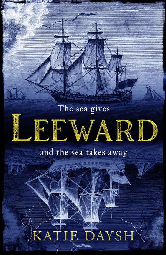 De cover toont een schets van een zeilschip op de zee, getiteld 'Leeward'.