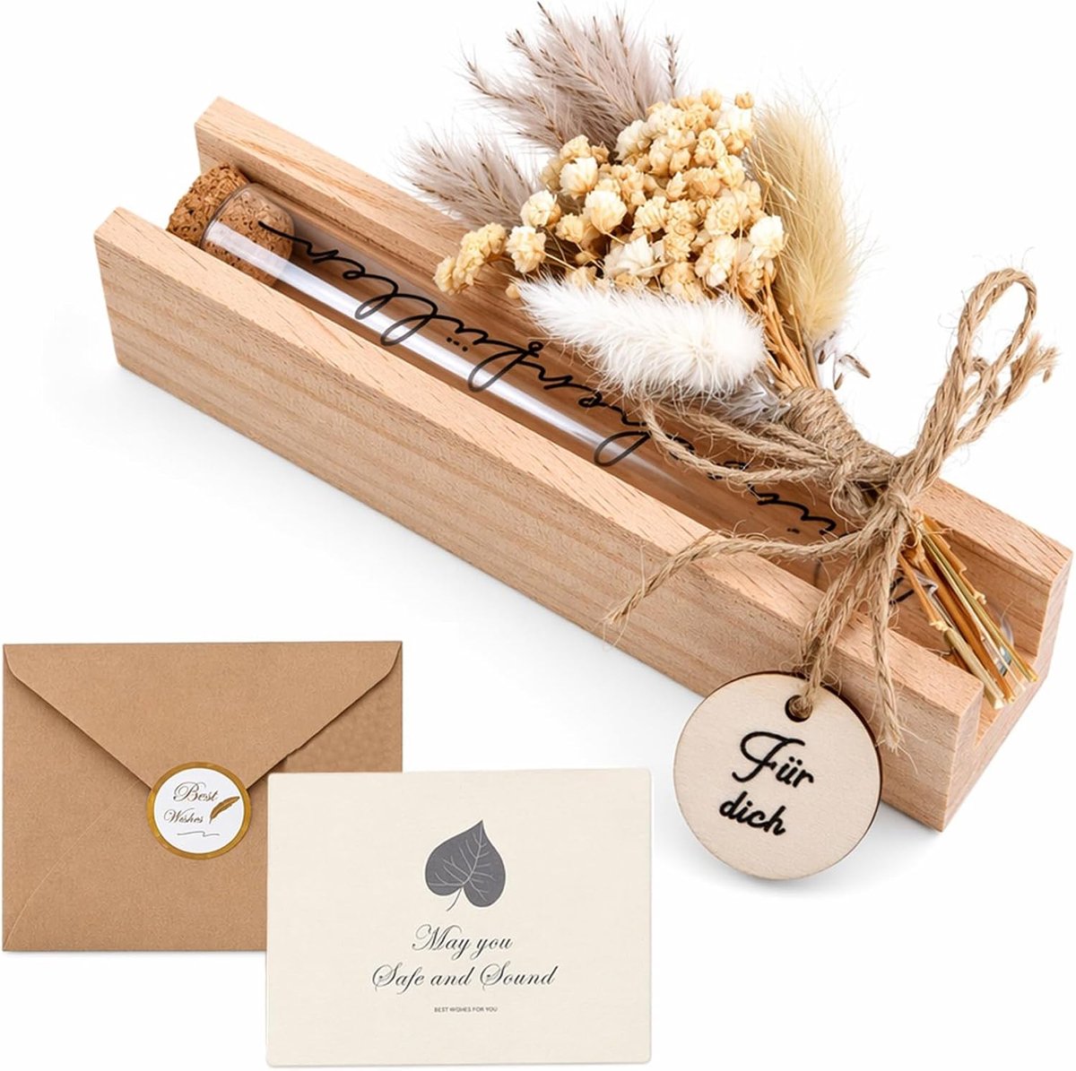 Geldcadeau met gedroogde bloemen - houten sokkel - creatieve geschenkdoos - ideaal voor verjaardagen - SnelShoppen