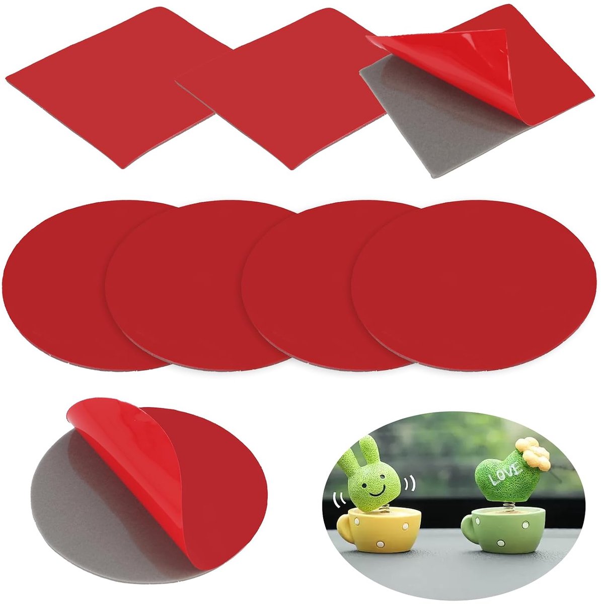 Dubbelzijdige tape extra sterk - ronde en vierkante pads - hitte- en vochtbestendig - ideaal voor dashboard en muur - SnelShoppen