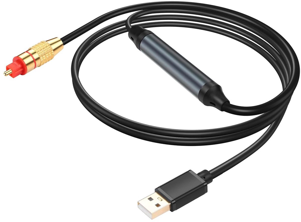USB naar Fiber Audio Adapter 1,5m - SPDIF Connector - Digitale audio-overdracht - Geschikt voor computer en laptop - SnelShoppen
