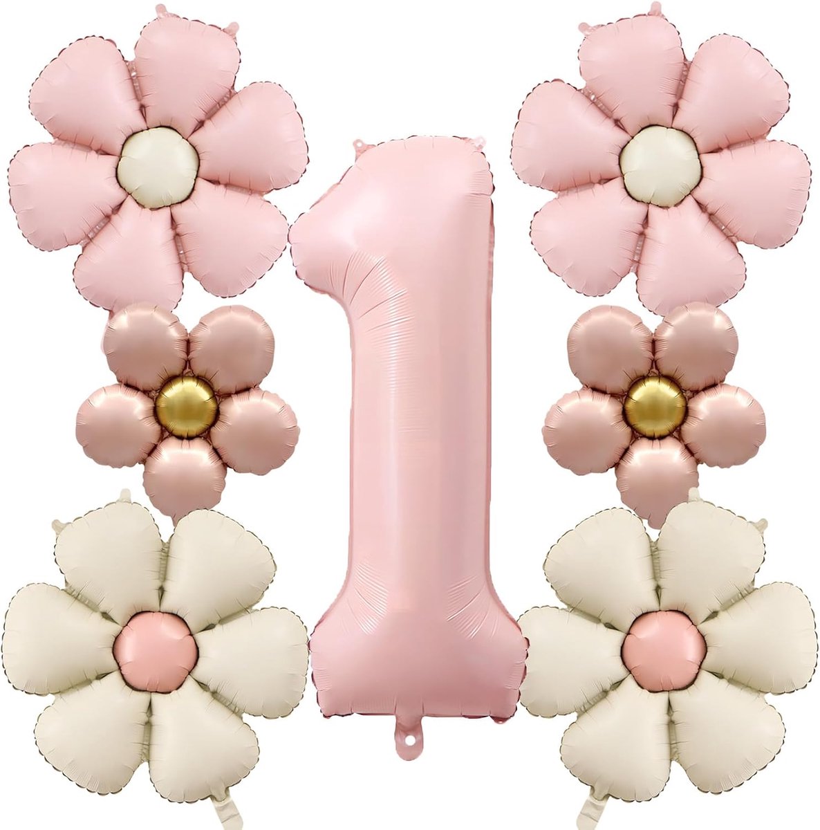 Verjaardagsdecoratie 1 jaar meisjes - 7-delige bloemendecoratie - Heliumballonnen met madeliefjes - SnelShoppen