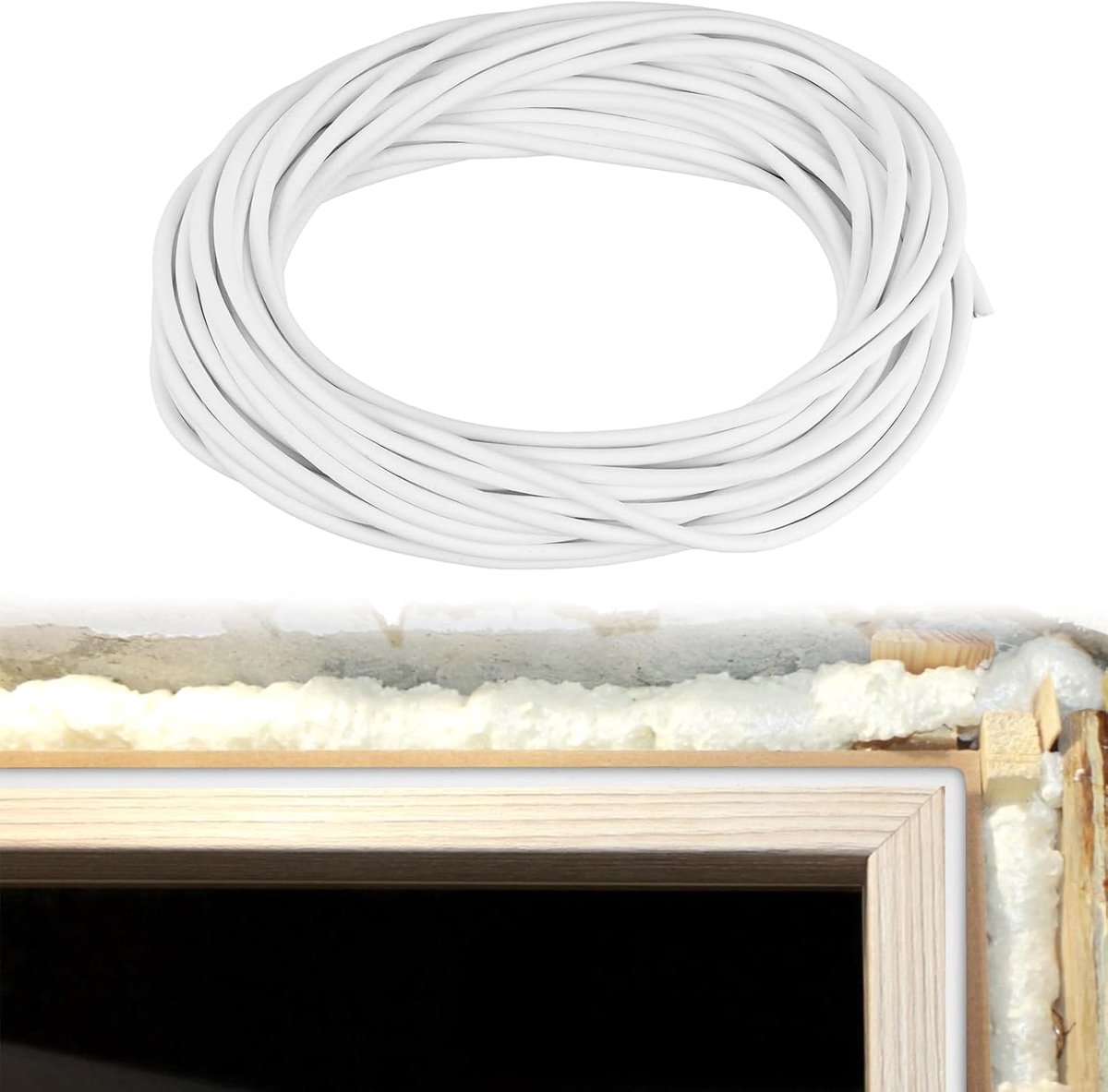 Afdichtingsstrip 5 m - Diameter 4 mm - Silicone foam - Flexibel en eenvoudig aan te brengen - SnelShoppen