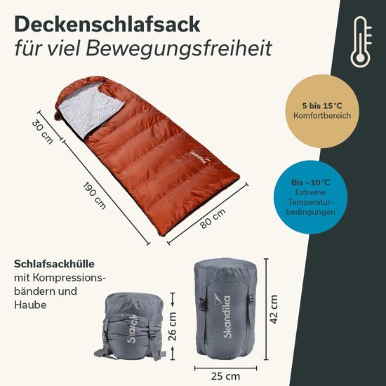 Dubbele Slaapzak - Tweepersoons Slaapzak - Kamperen en Festivals - 3-Seizoenen Gebruik - 220 x 150 cm - Cayenne — afbeelding 5