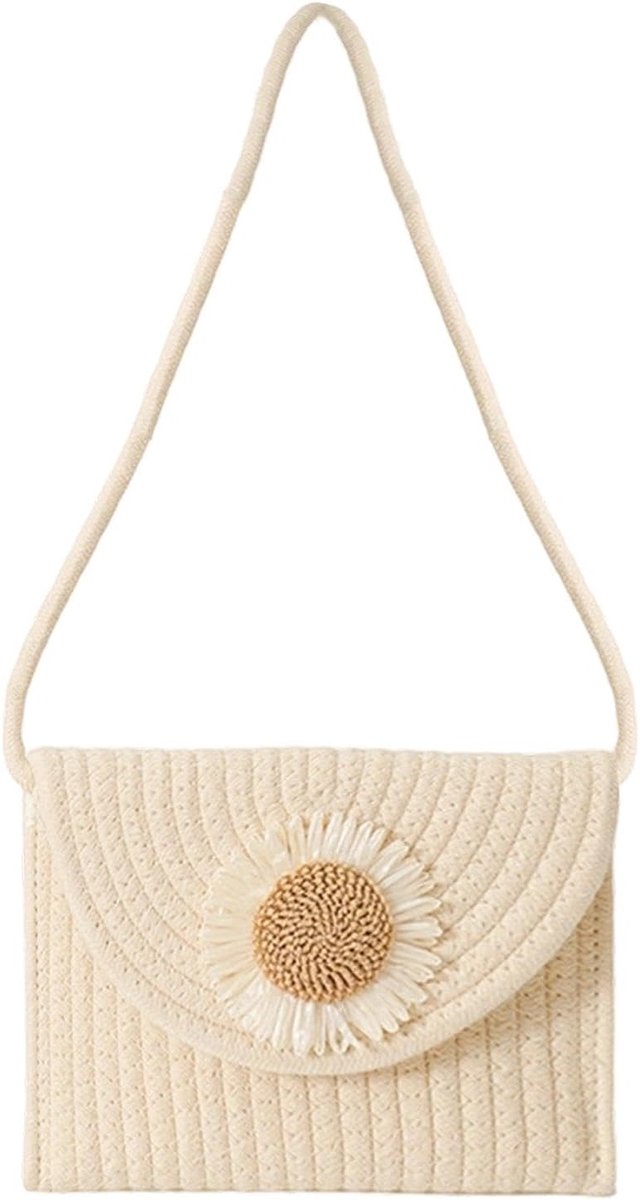 Stro Strandtas Crossbody Tas - Daisy Detail - Voor Vrouwen - Perfect voor Zomeruitjes - SnelShoppen