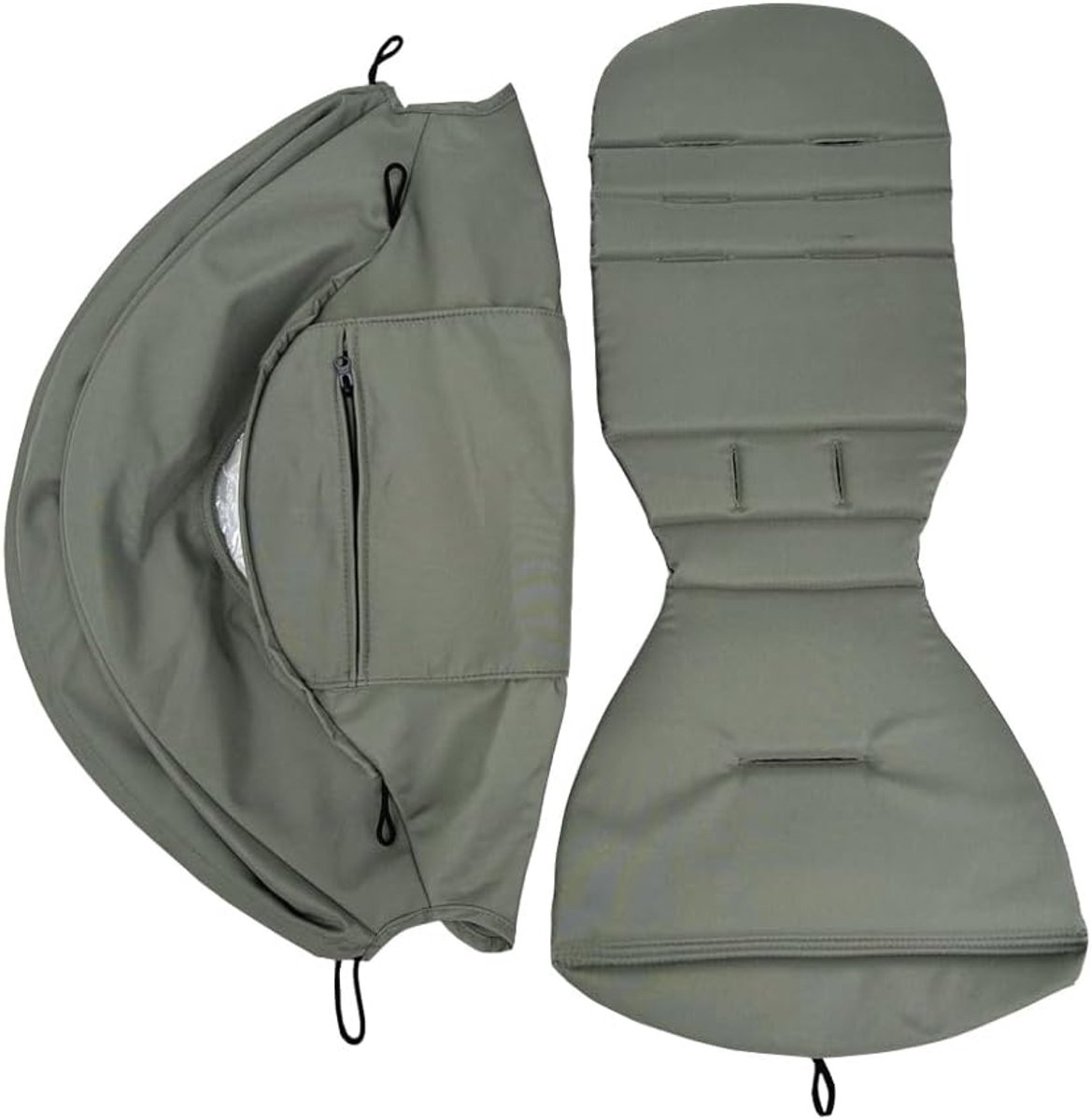 Baby pram awning en zitkussen - dubbelzijdig waterdicht - olive groen - bescherming tegen zon en regen - SnelShoppen